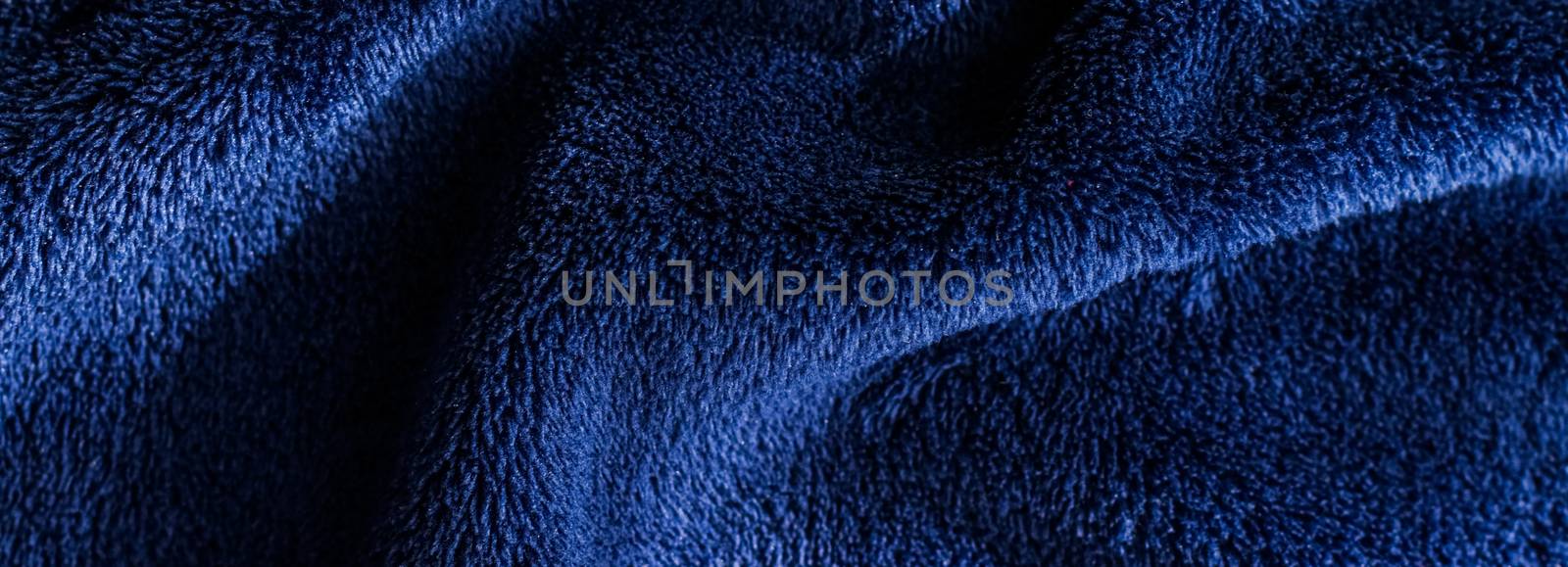 Premium blue fabric texture, decorative textile as background for interior design, close-up