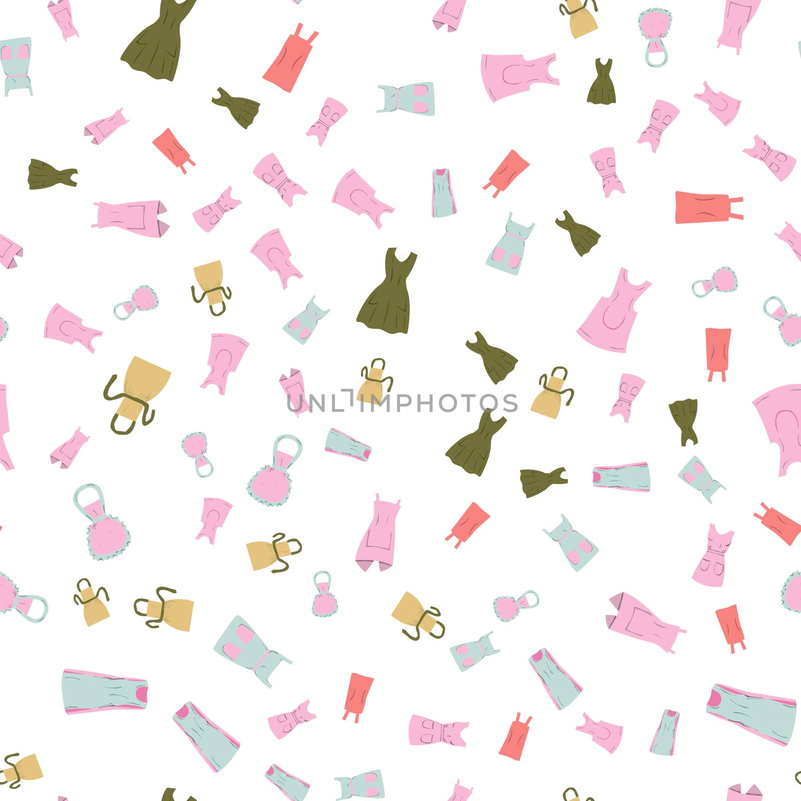 Vintage aprons seamless pattern on white background. Flat cartoon style Vector illustration.