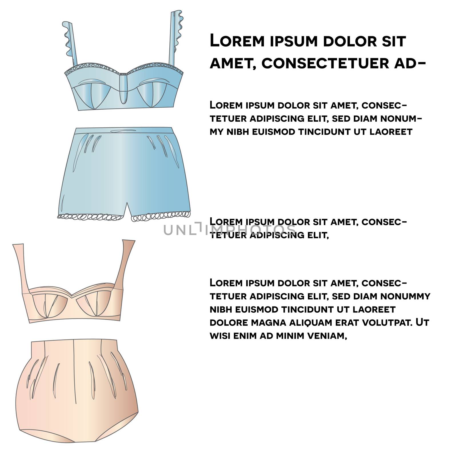 Feminine silk lingerie collection with text socila media post. by Nata_Prando