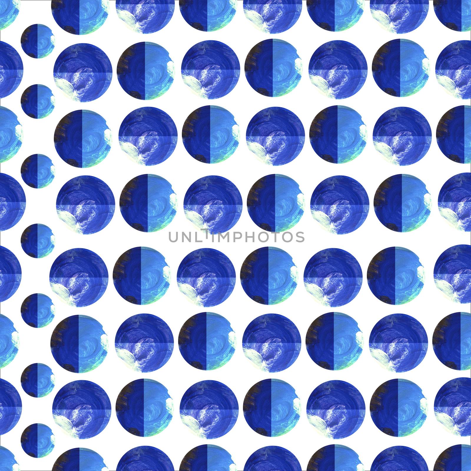 Blue texture dots seamless pattern on white background. by Nata_Prando