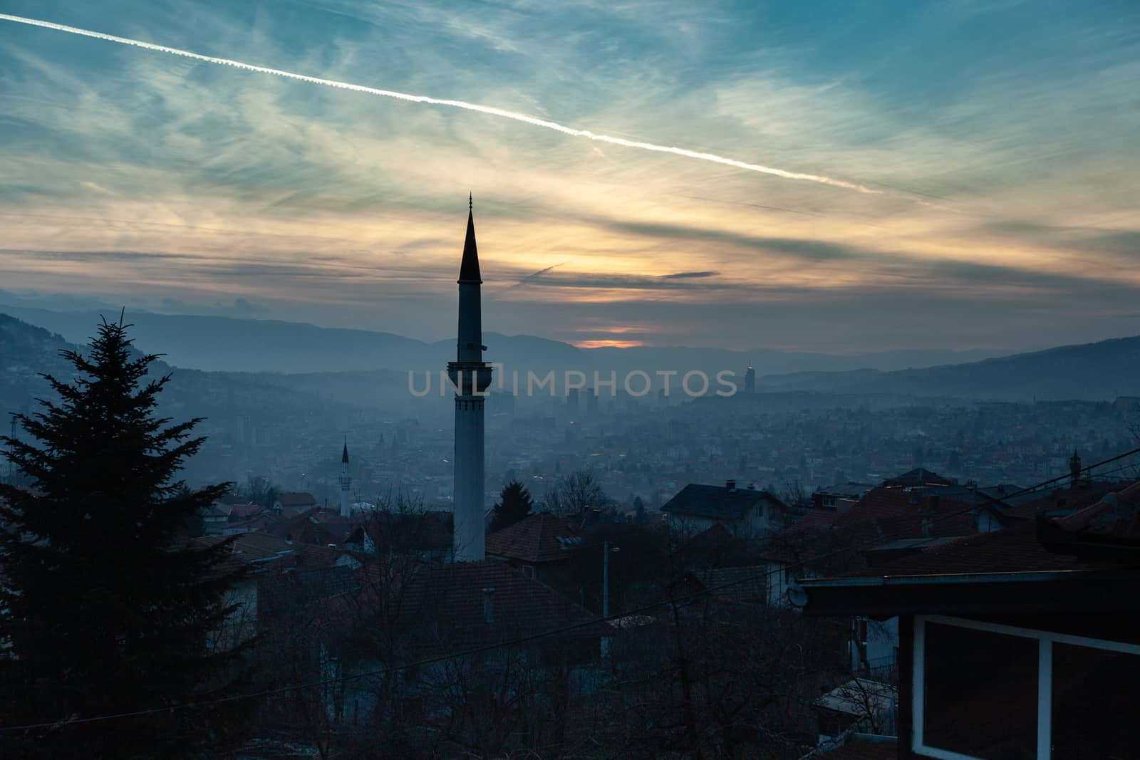 Sarajevo skyline at sunset, Bosnia and Herzegovina