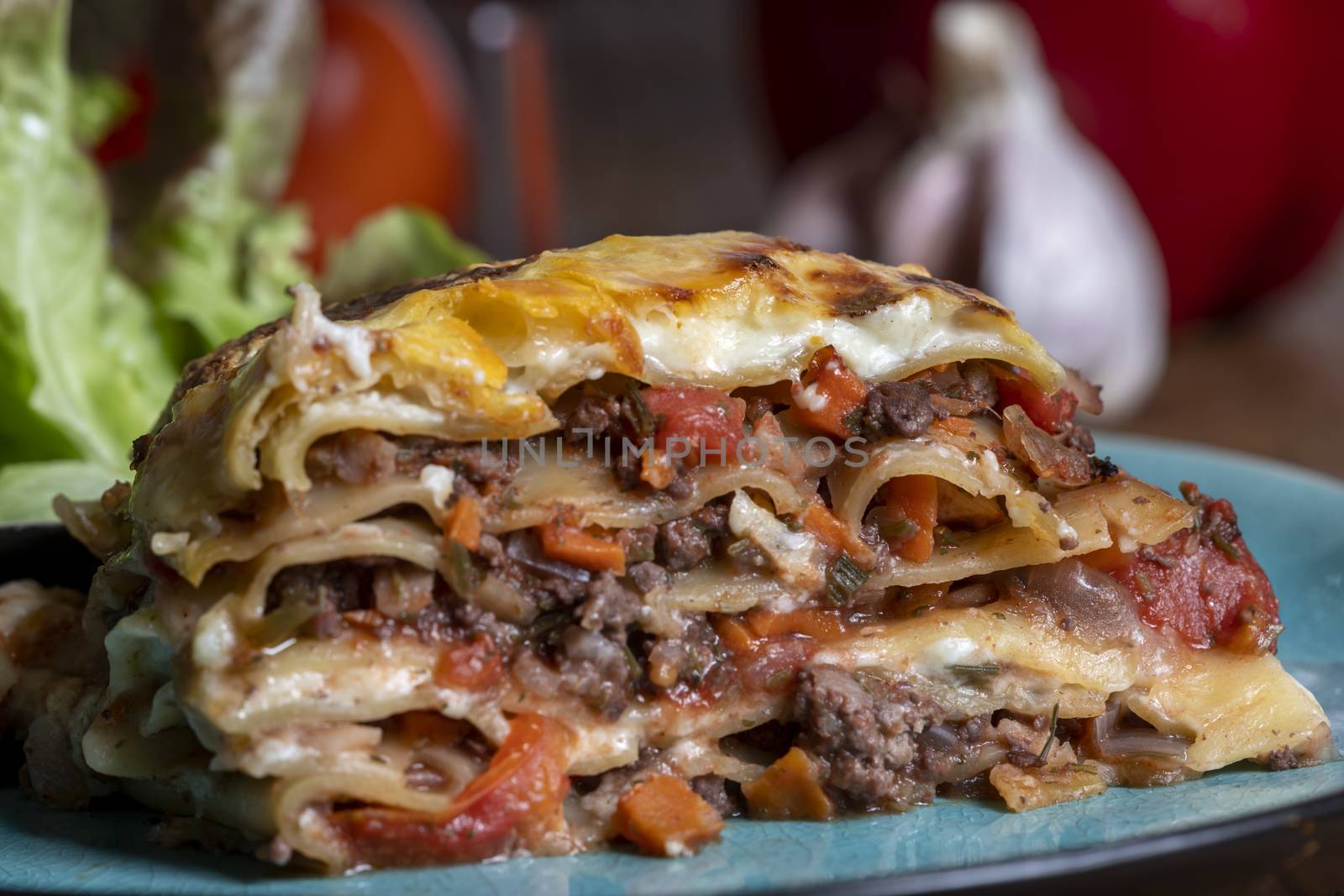 portion of lasagna on a plate