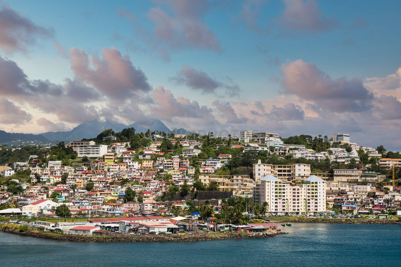 Colorful Homes and Condos on Hill in Martinique by dbvirago