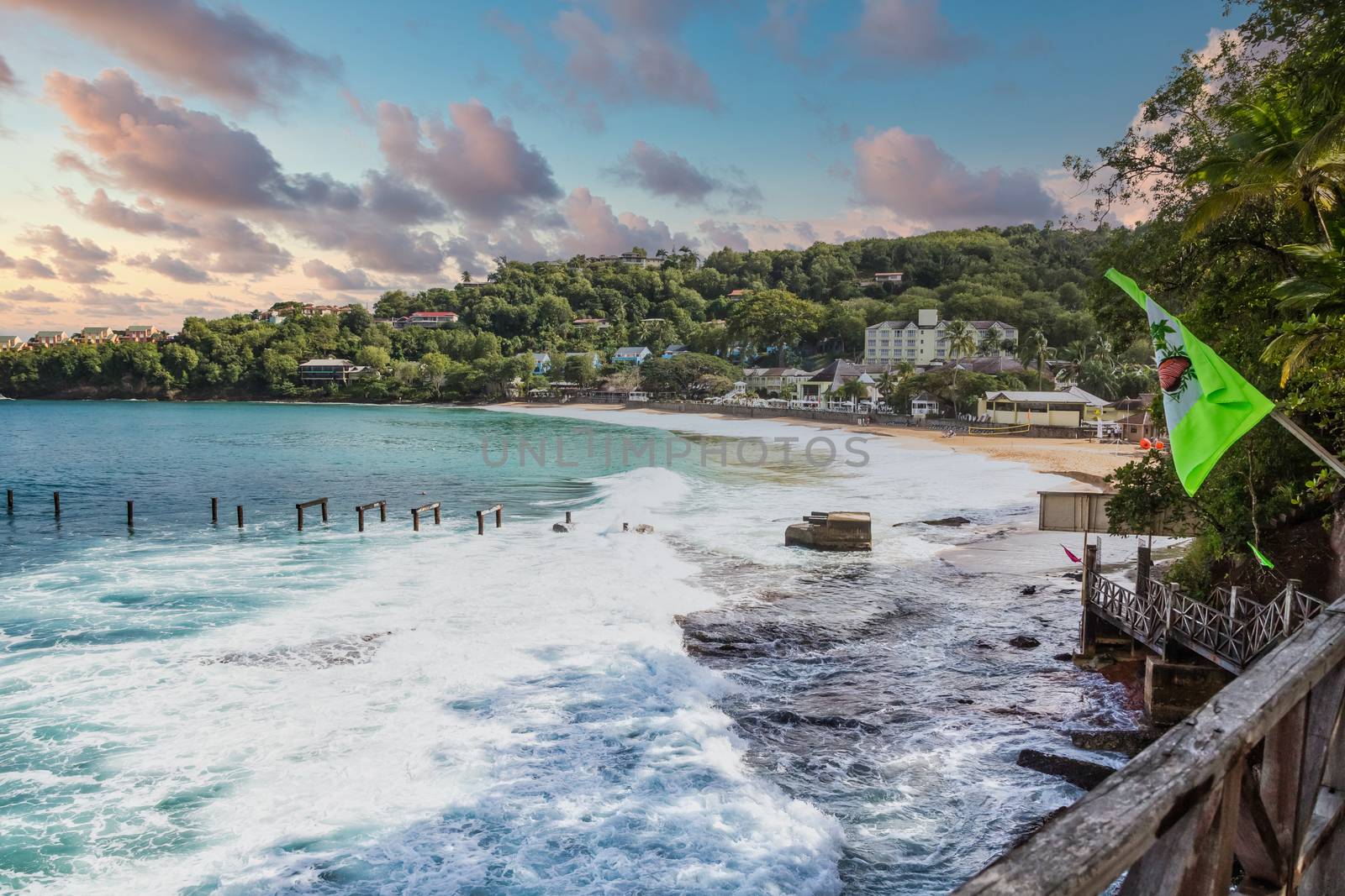 Surf at Tropical Beach Resort with Green Flag by dbvirago