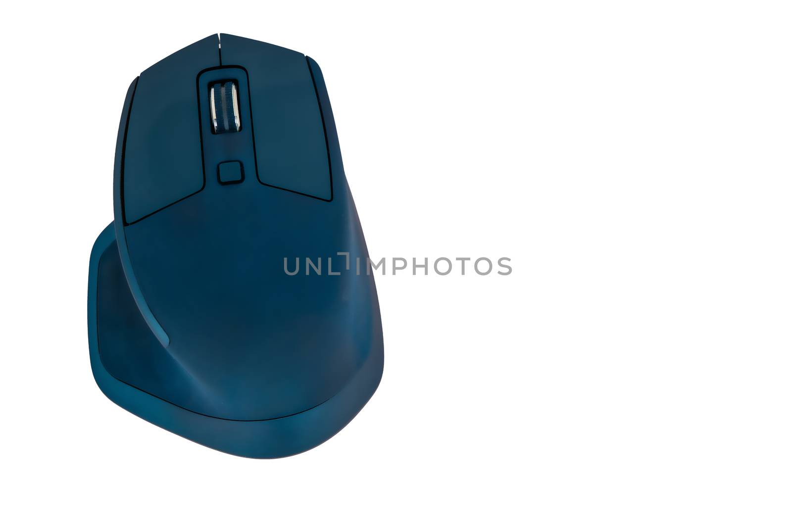 Close up wireless computer mouse modern design with blank screen on white background with clipping path. Wireless mouse. by peerapixs