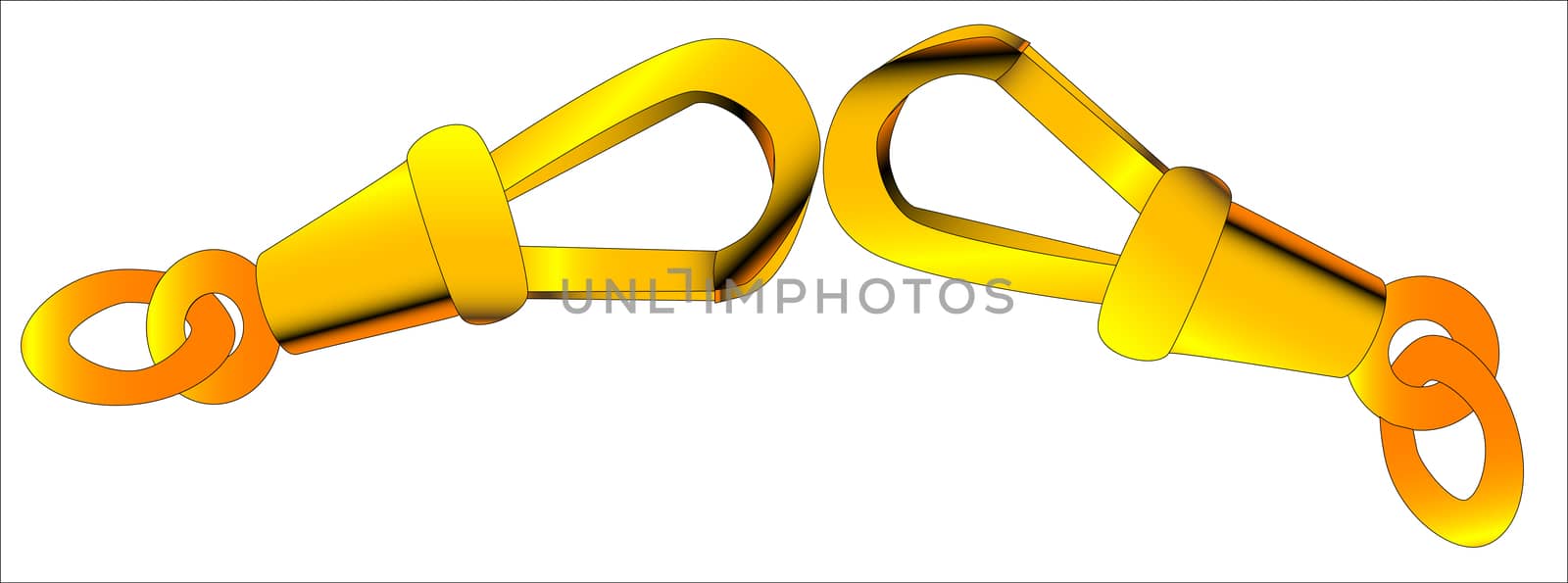 A gold clasp from a watch chain isolated over a white background