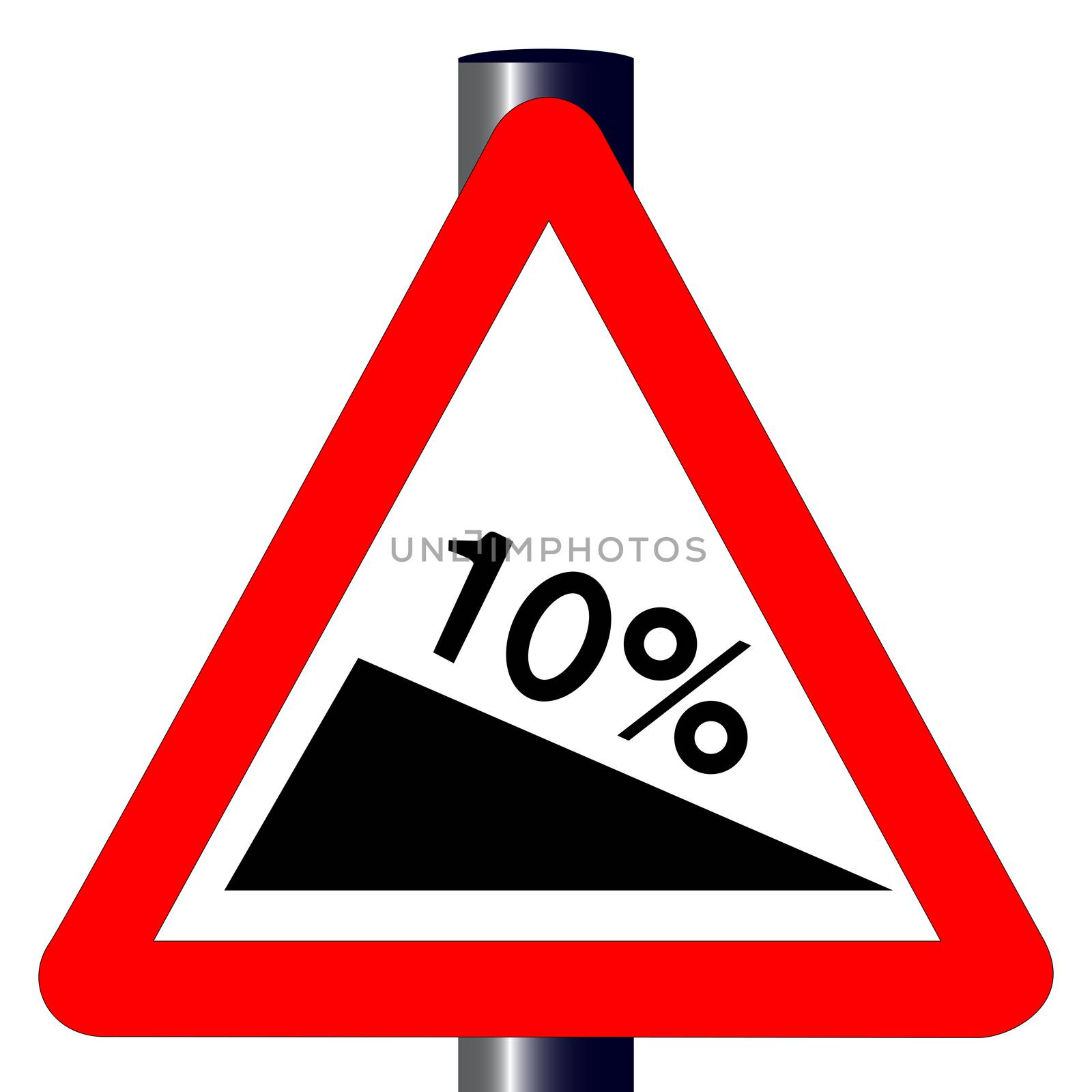 10 Percent Incline Traffic Sign by Bigalbaloo