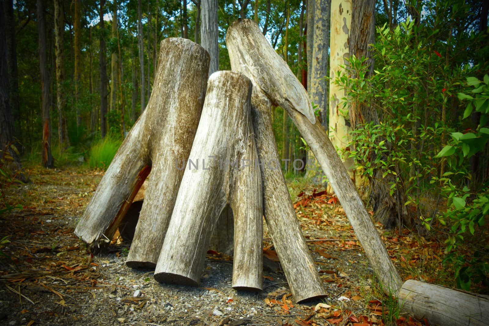 Three logs stacked up against each other