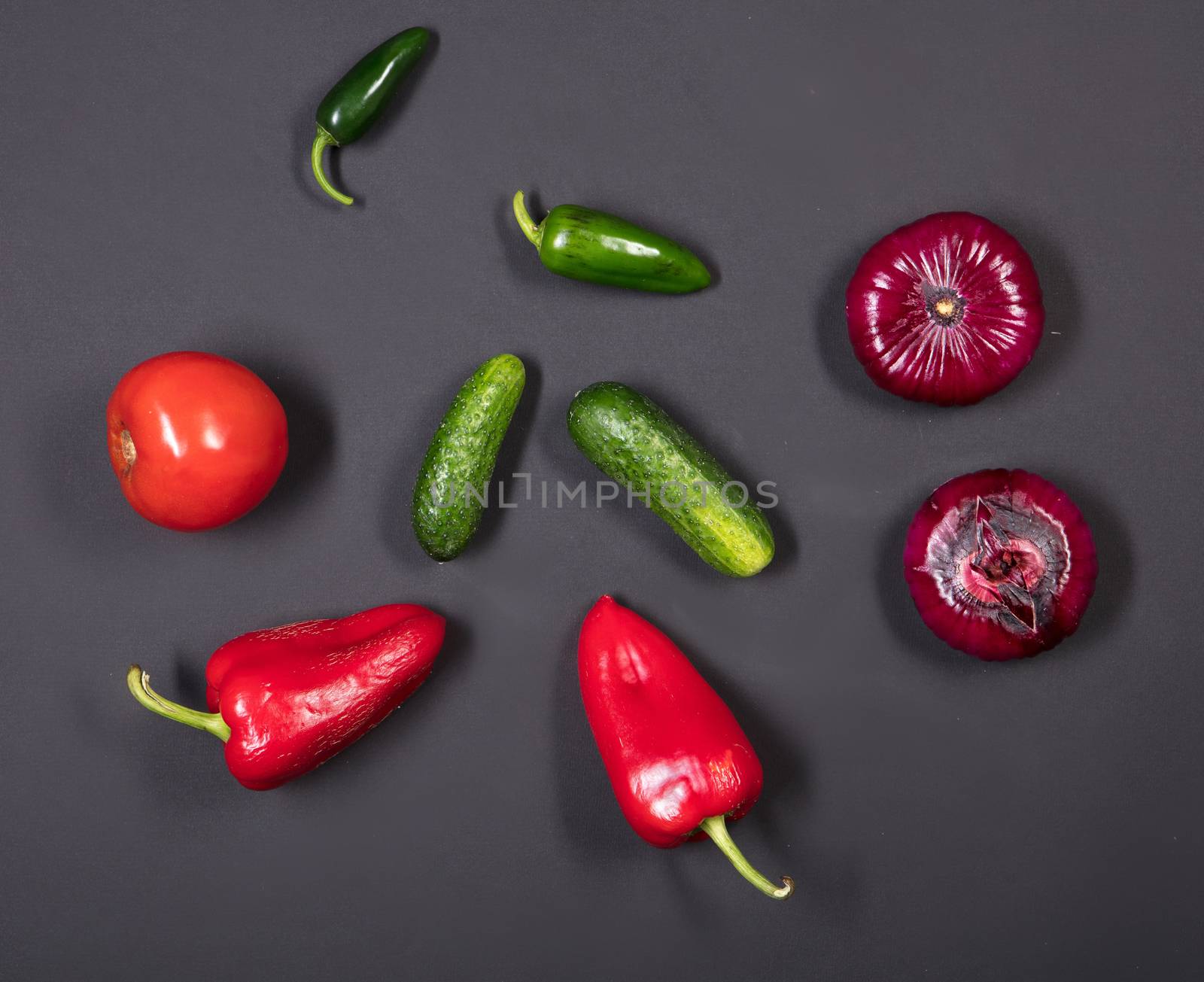 Vegetables on a black studio background