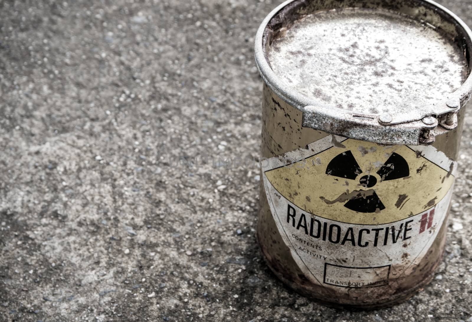 Old cylinder shape container of Radioactive material by Satakorn