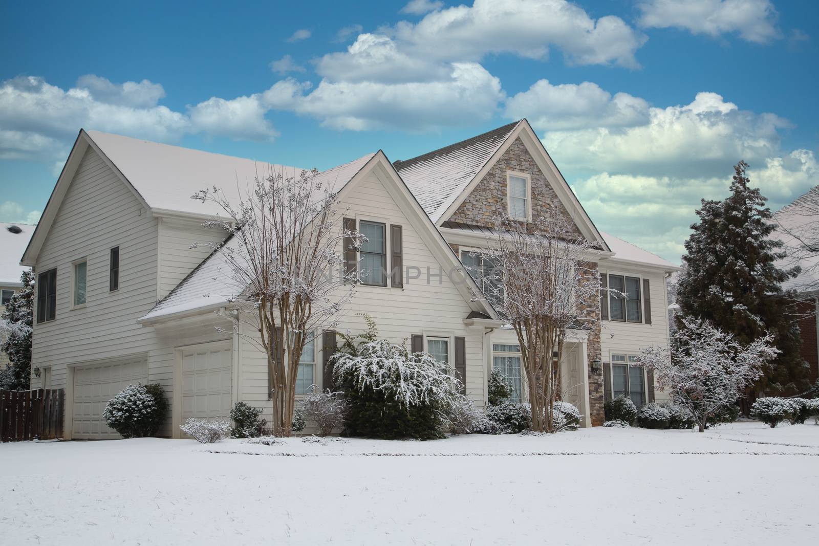 A nice house after a snow storm