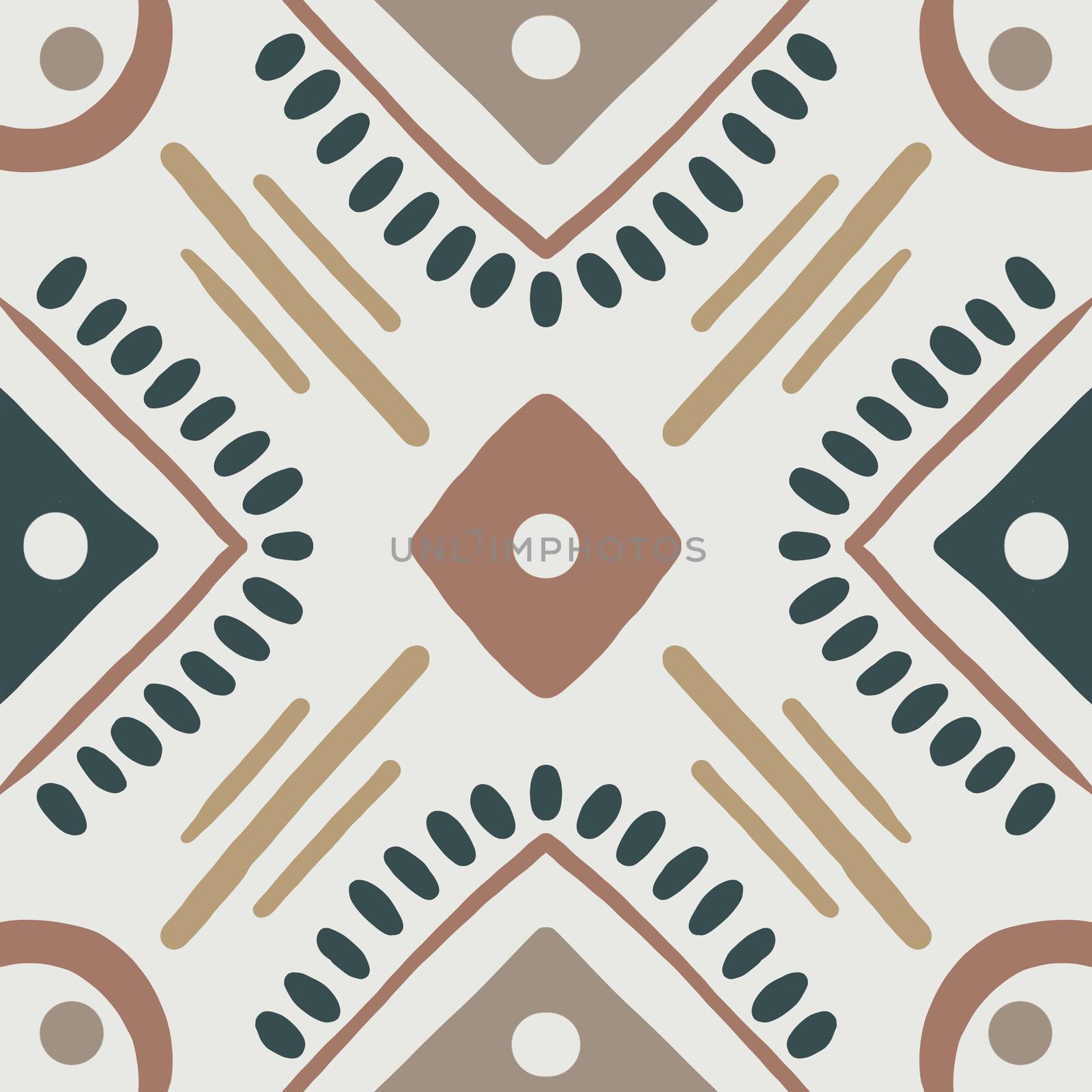Hand drawn simple pattern element with ethnic motif in umber colors