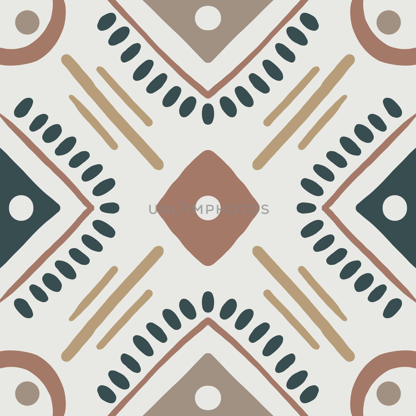 Hand drawn simple pattern element with ethnic motif in umber colors