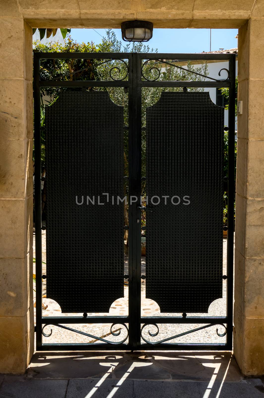 A beautiful iron entrance or exterior door in Palma de Mallorca, Spain.