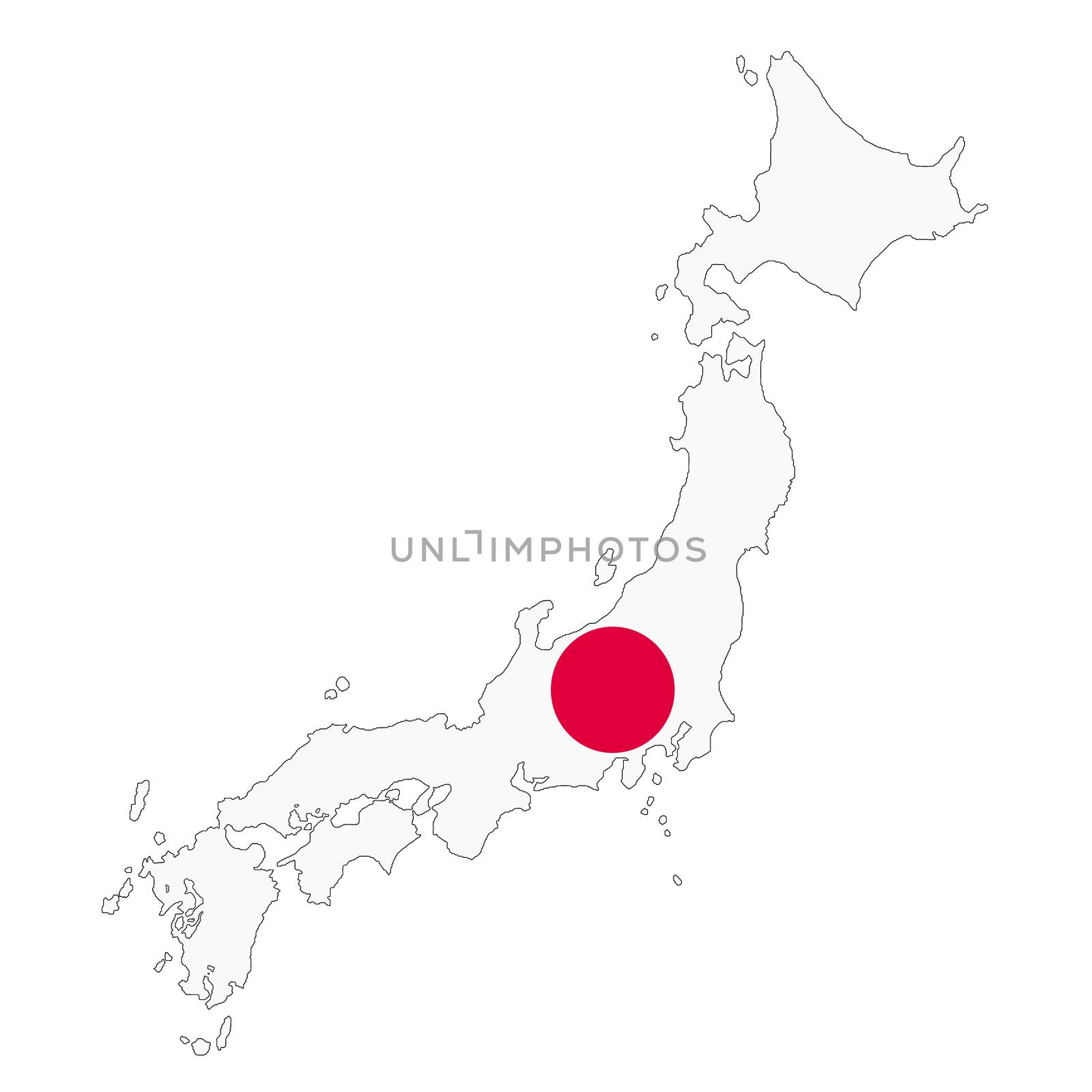 Japan map on white background with clipping path by VivacityImages