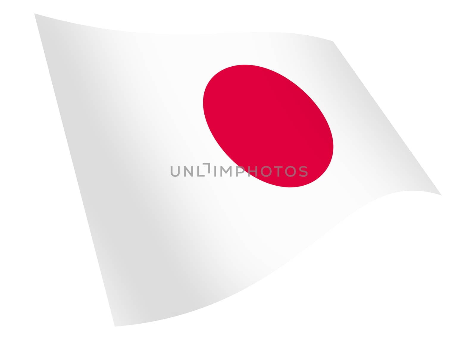 A Flag of Japan waving flag graphic isolated on white with clipping path