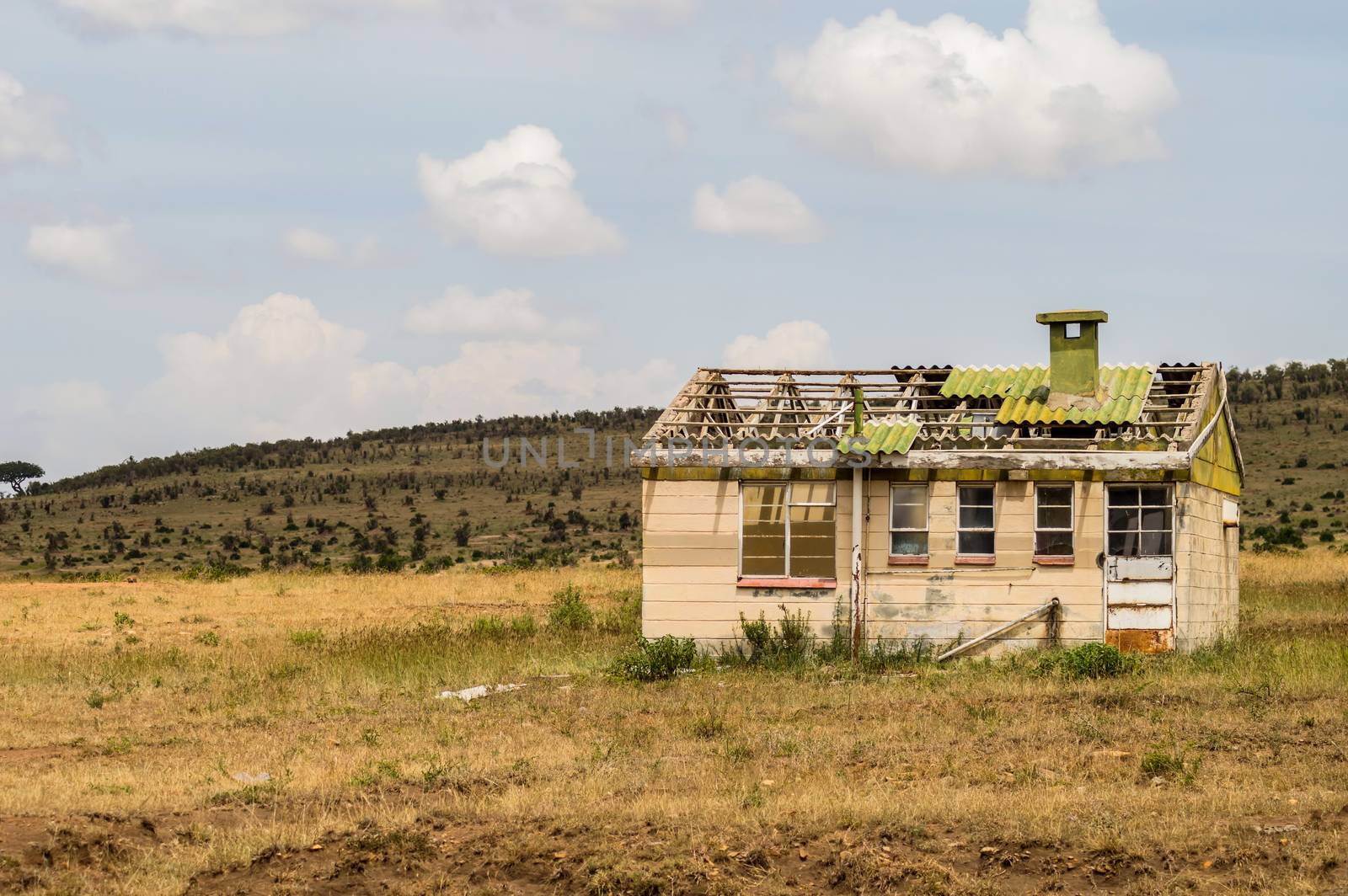 Abandoned House In The Savannah Of Masai Mara Park On The Border Between Kenya And Tanzania