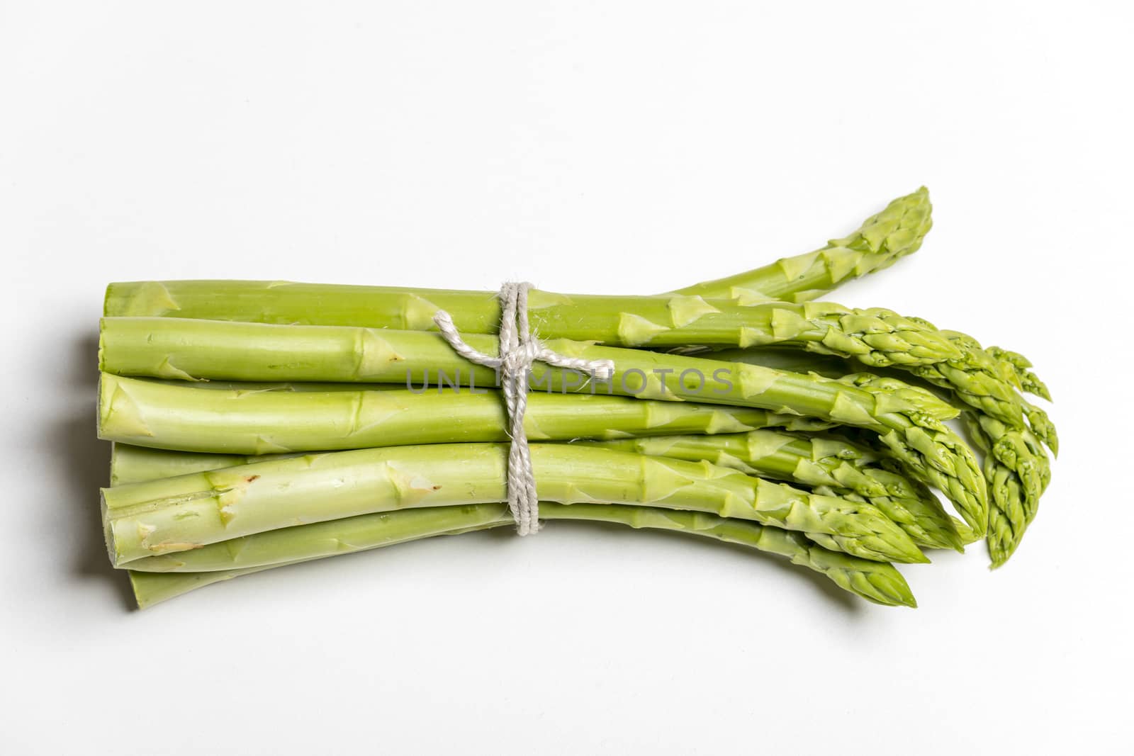 closeup of raw green asparagus