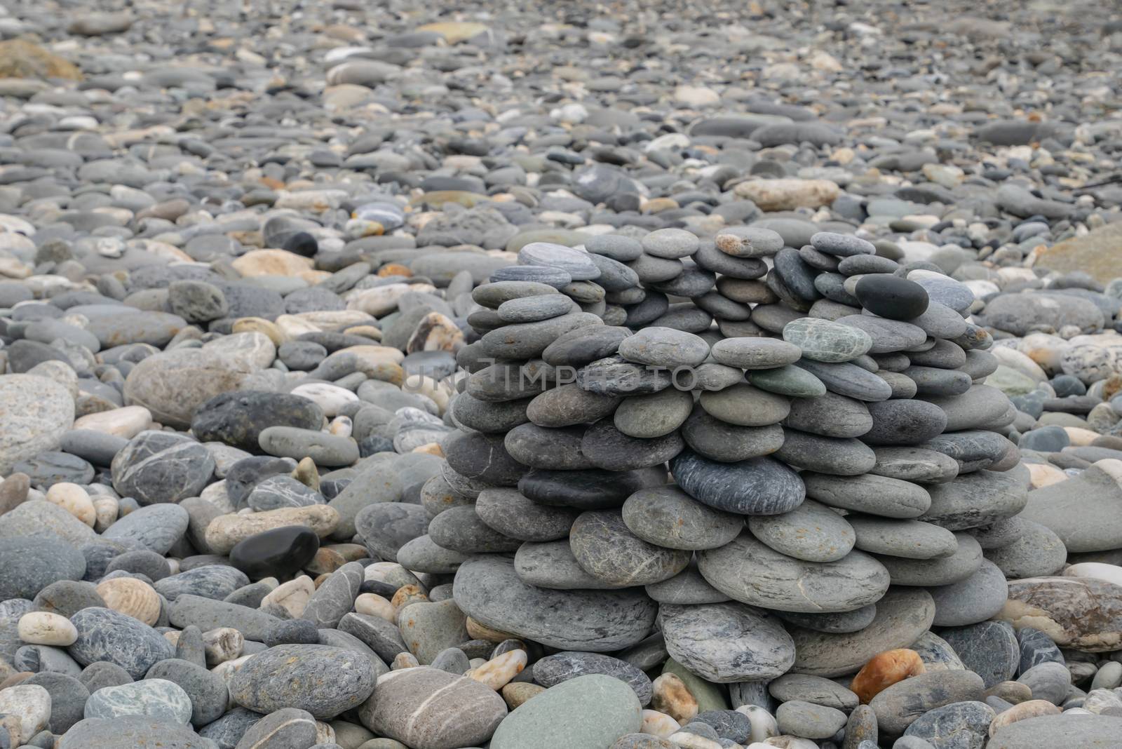 The concept group of gravel stones at stone beach in Hualien, Taiwan.