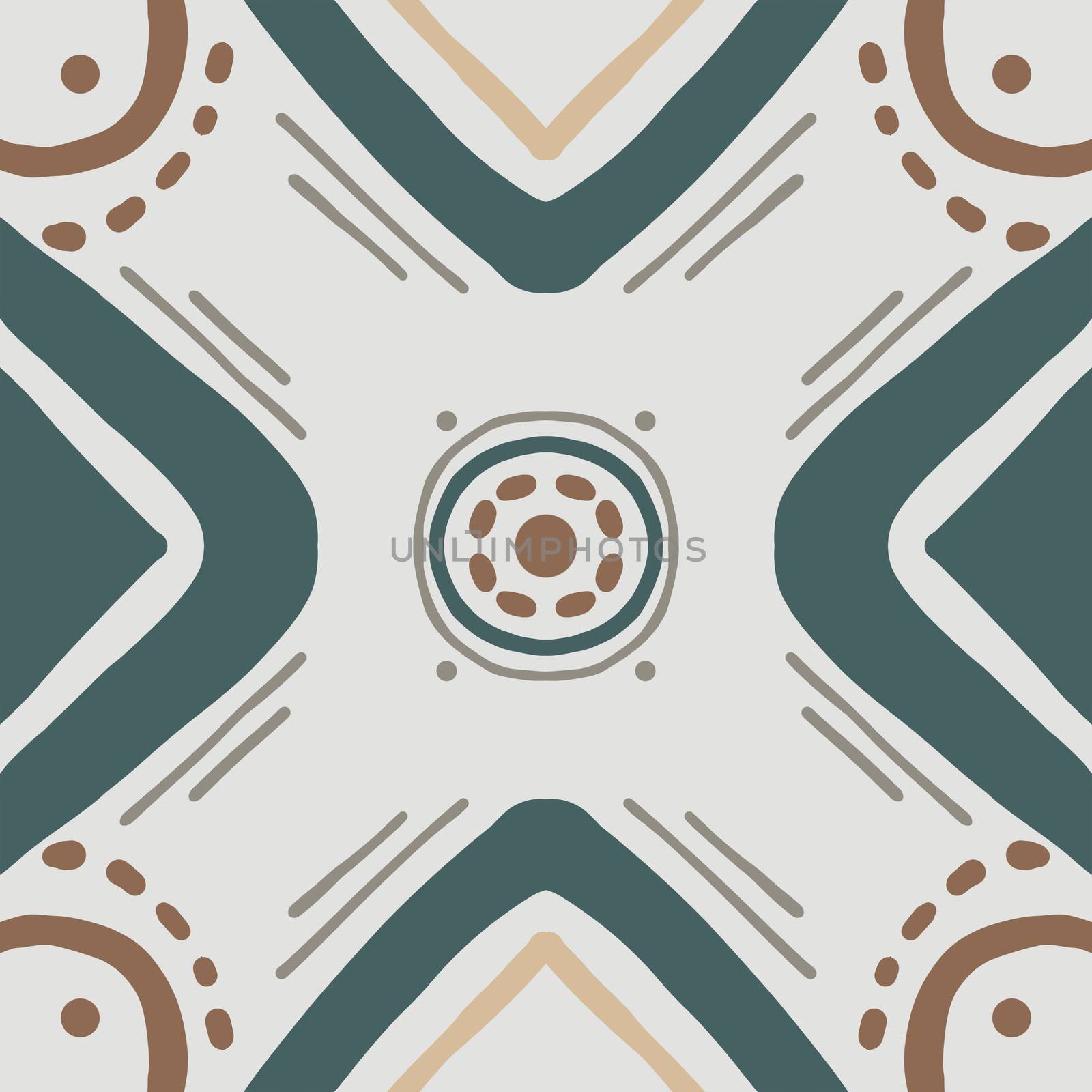 Hand drawn simple pattern element with ethnic motif in umber colors