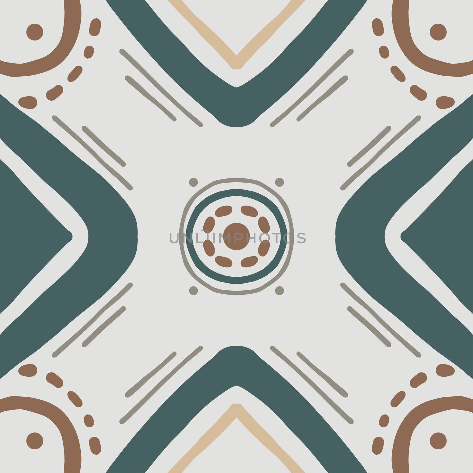 Hand drawn simple pattern element with ethnic motif in umber colors