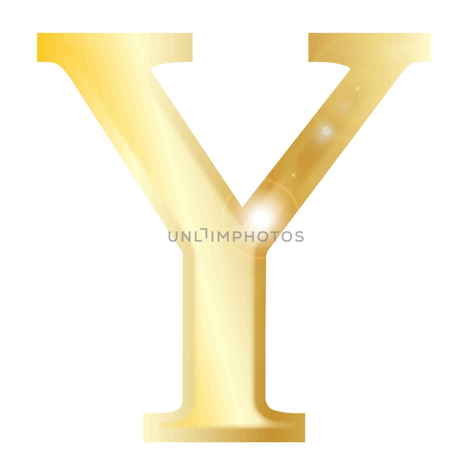 Upsilon- a letter from the Greek alphabet isolated over a white Background.