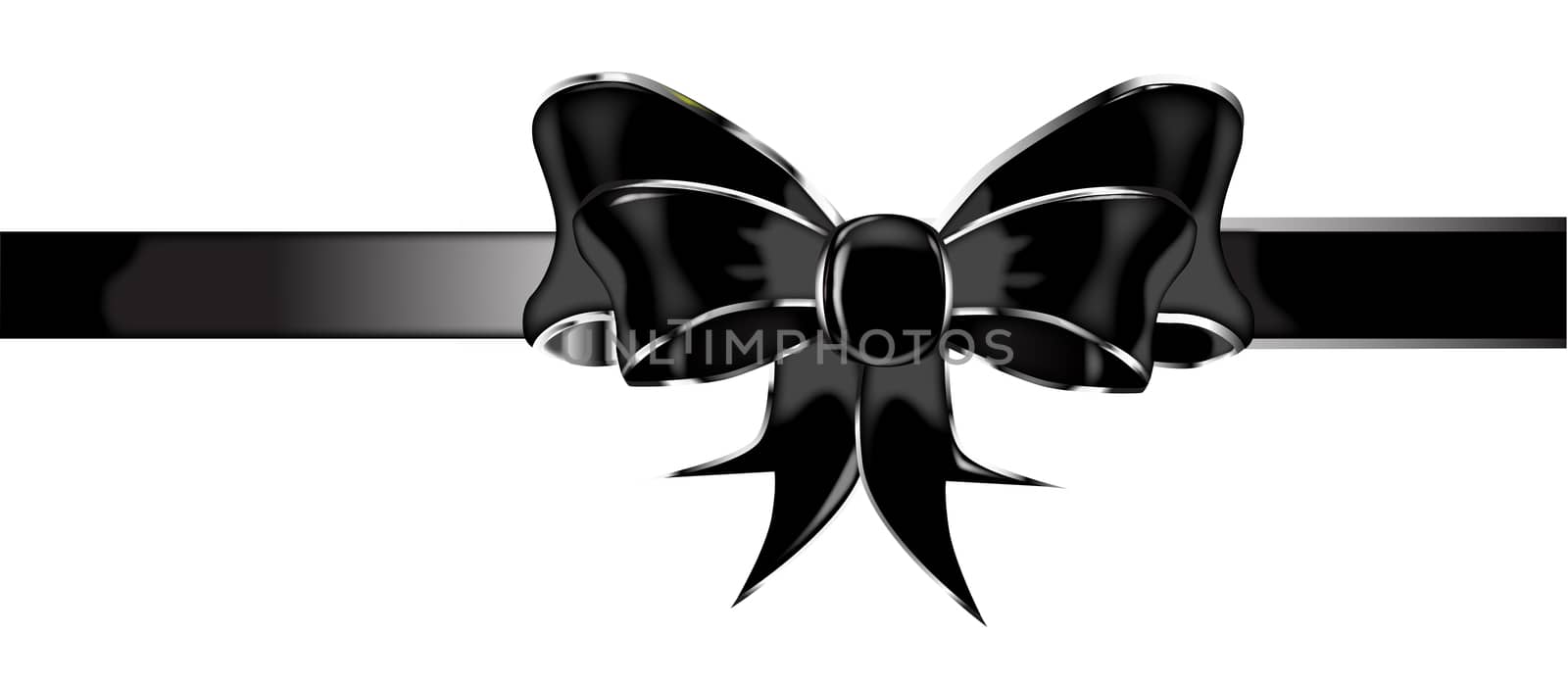 A black silk or satin bow isolated over a white background