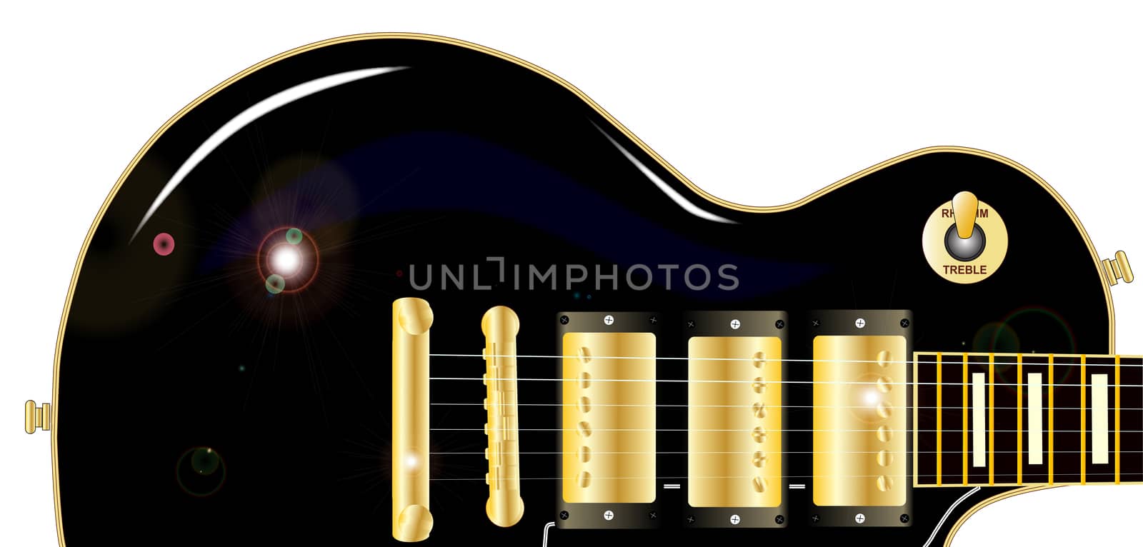 The definitive rock and roll guitar in black, isolated over a white background.
