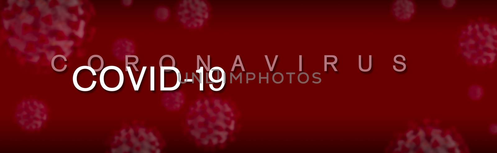 Red Banner of Coronavirus COVID-19 Cells Background.