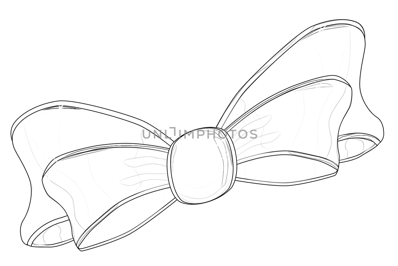 A sketch of a silk or satin bow isolated on white