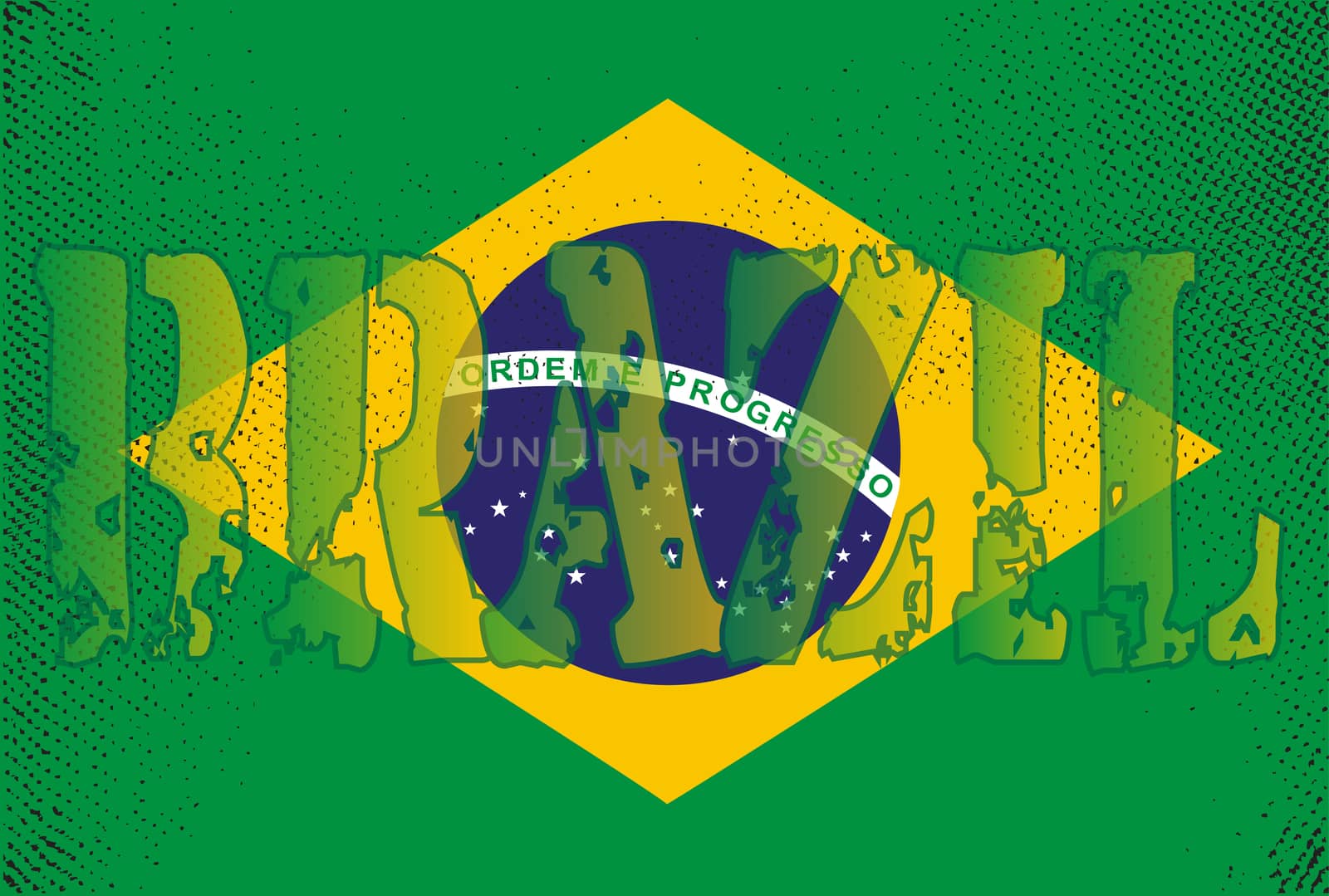 The flag of Brazil in grunge style