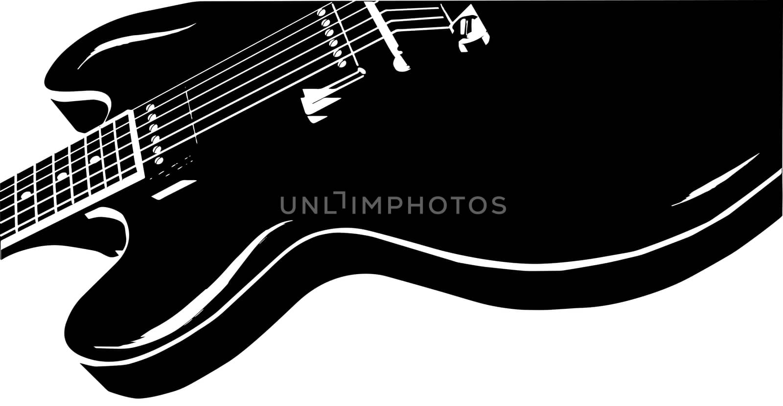 A typical semi-solid electrig blues guitar isolated on a white background