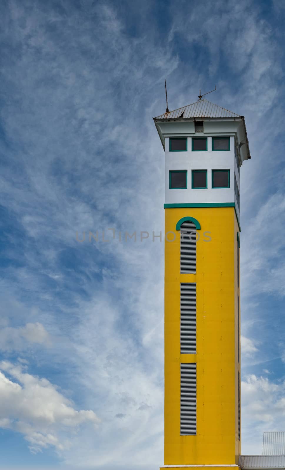 Yellow and white tower in Nassau, Bahamas