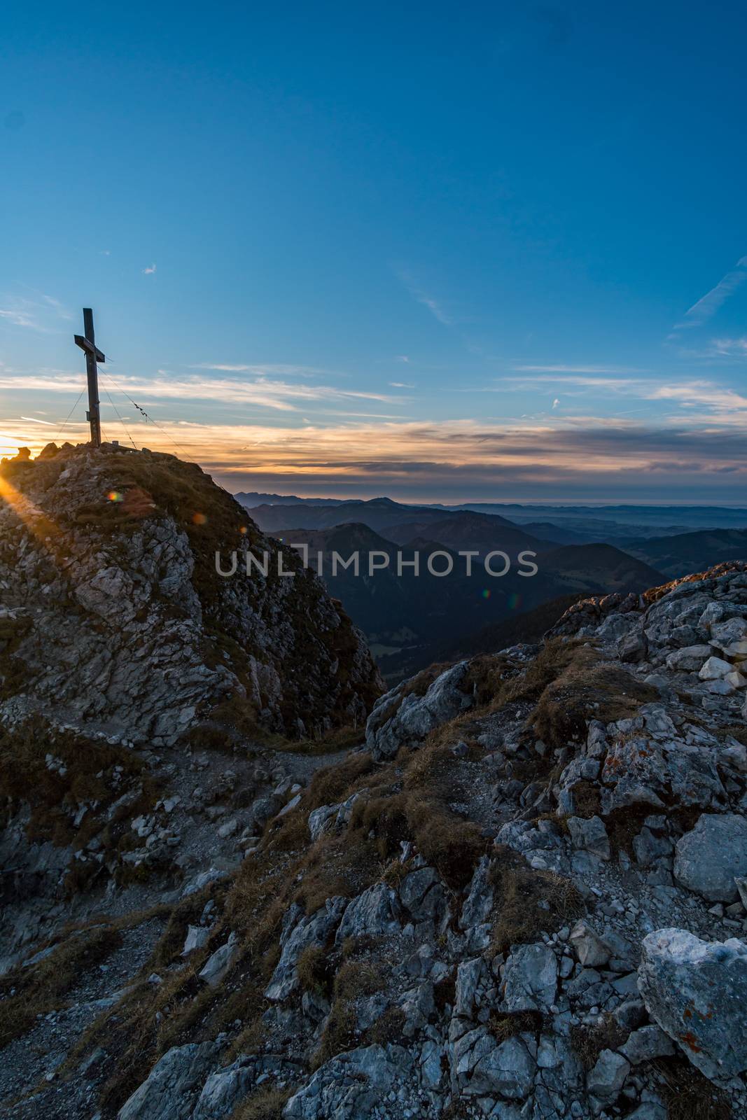 Beautiful mountain tour to the Aggenstein at sunset in the Tannheimer Tal