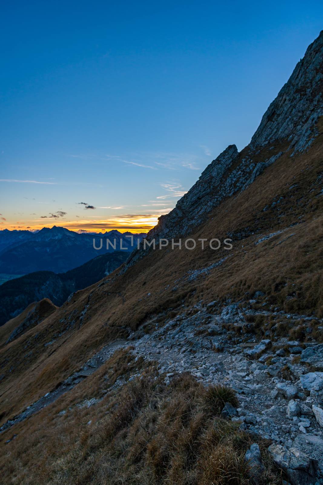 Beautiful mountain tour to the Aggenstein at sunset in the Tannheimer Tal