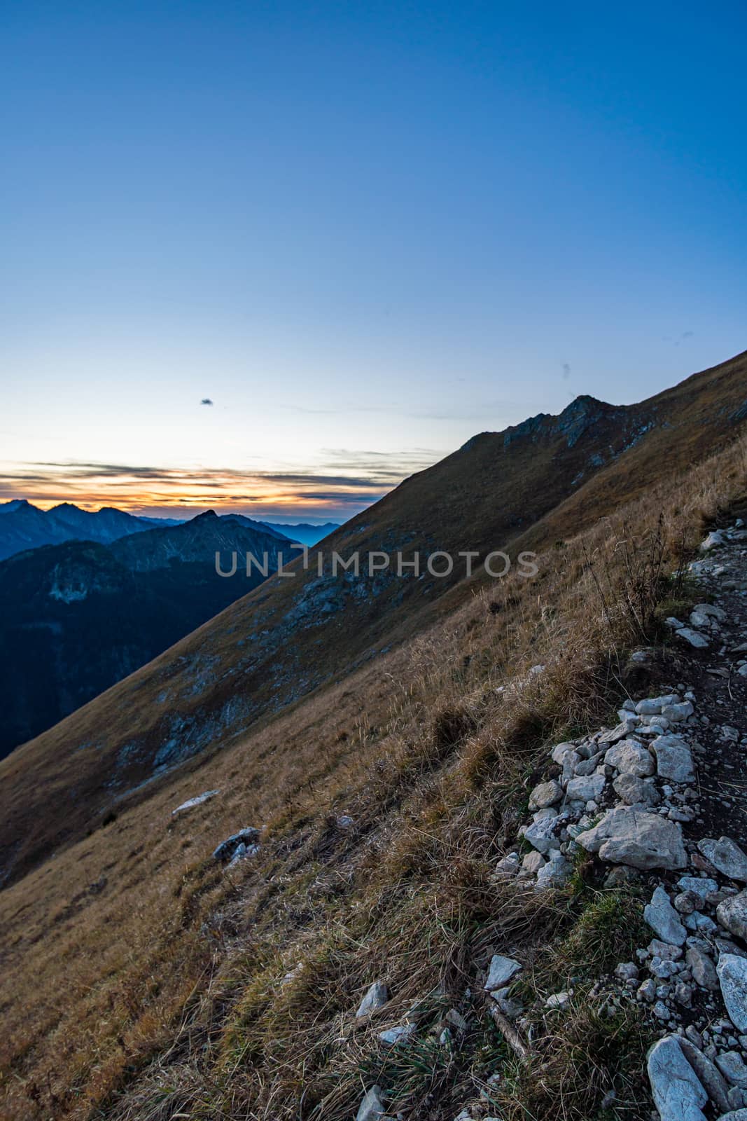 Beautiful mountain tour to the Aggenstein at sunset in the Tannheimer Tal