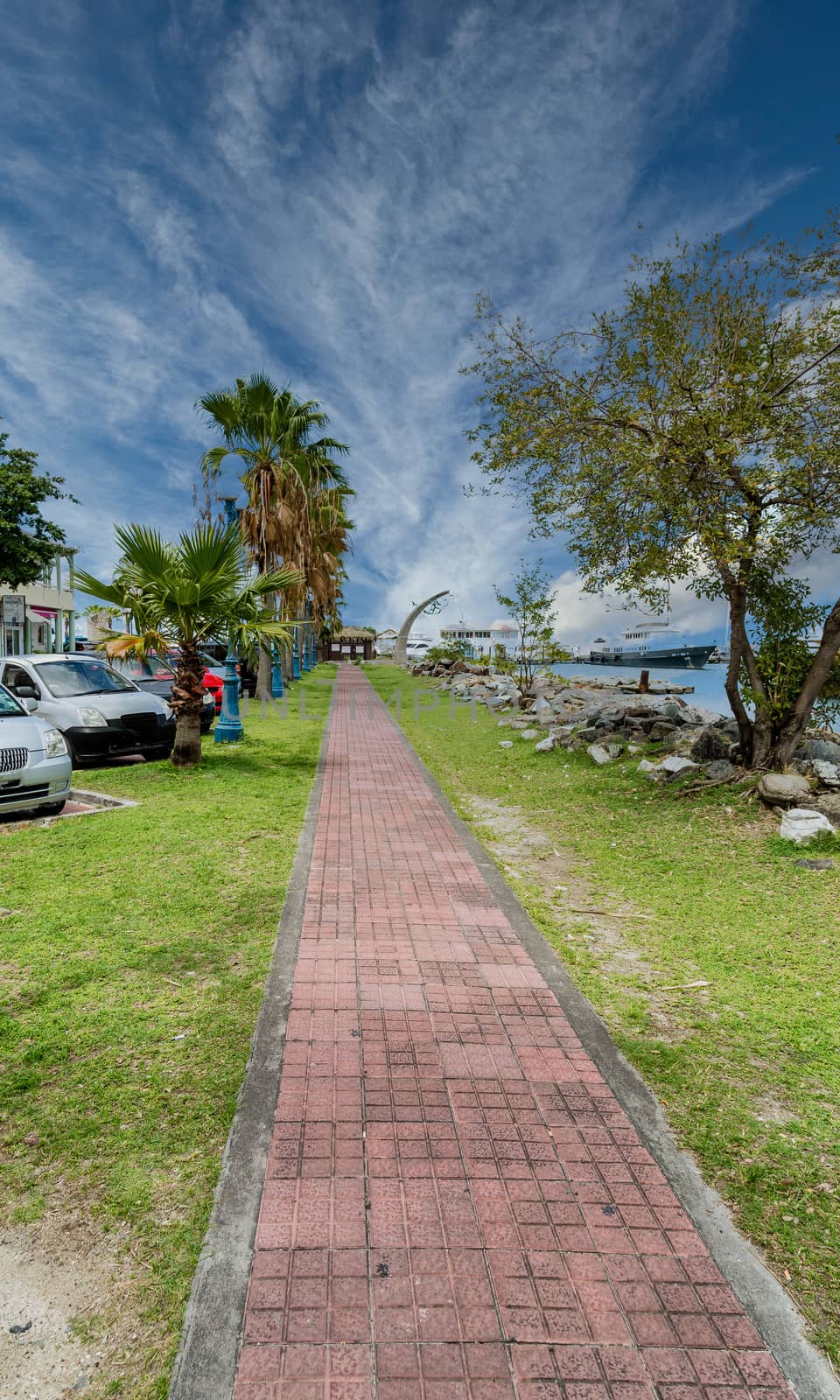 Brick Walkway Along St Martin Harbor and docks