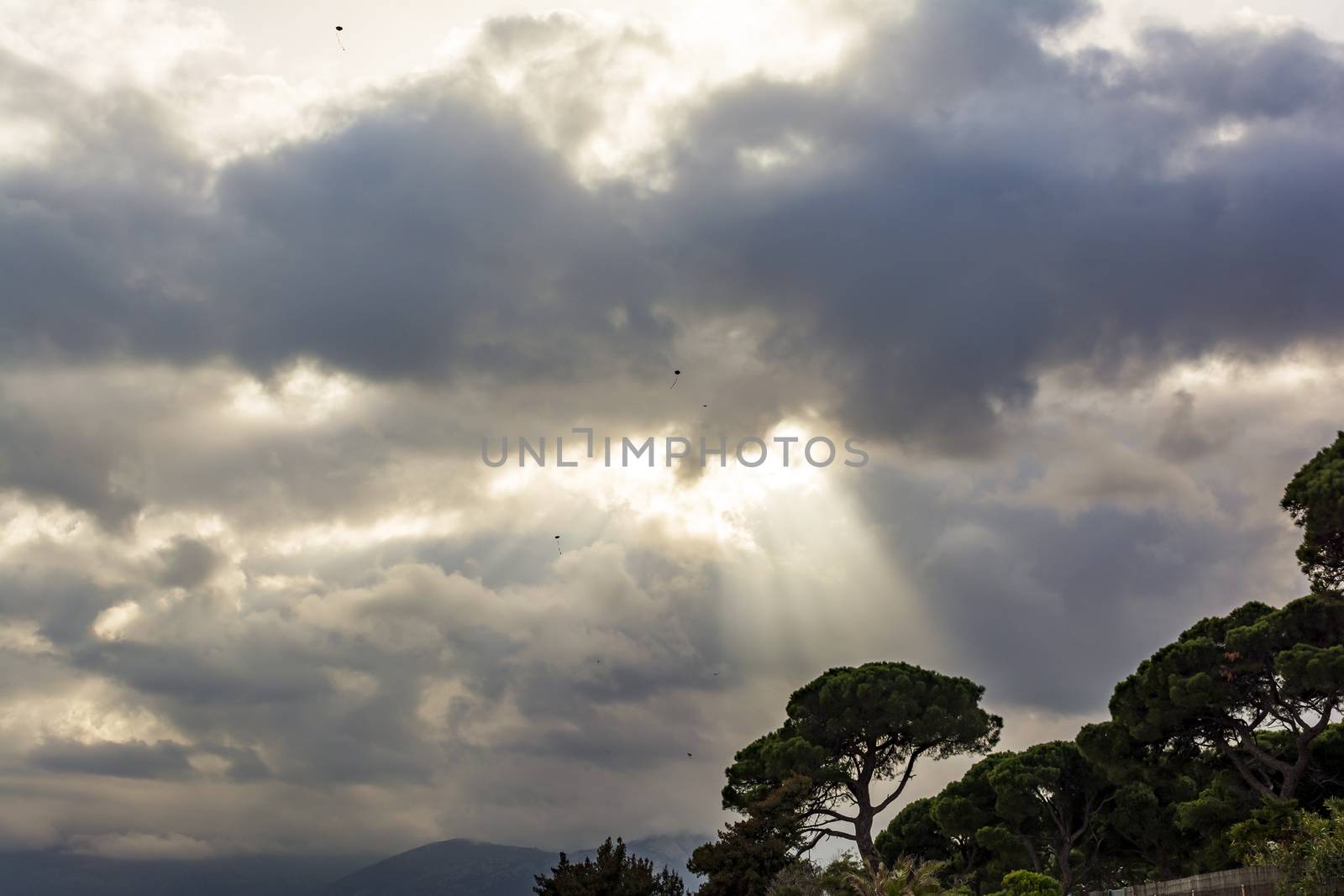 Flying kites as is the tradition on a Green Monday in Athens, Greece by ankarb