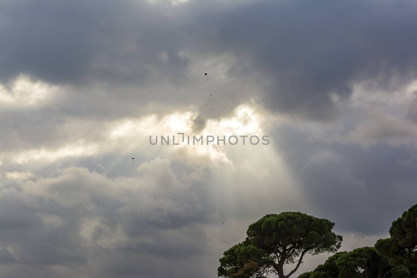 Flying kites as is the tradition on a Green Monday in Athens, Greece by ankarb