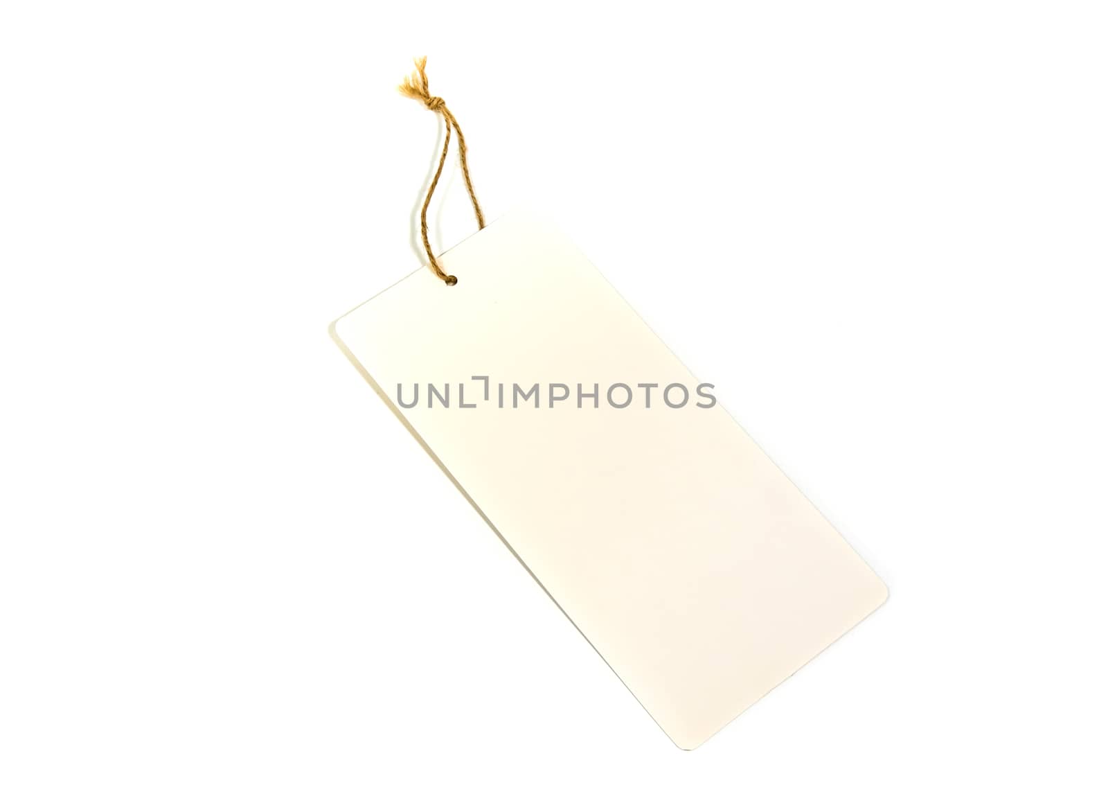 Blank white paper label on white background