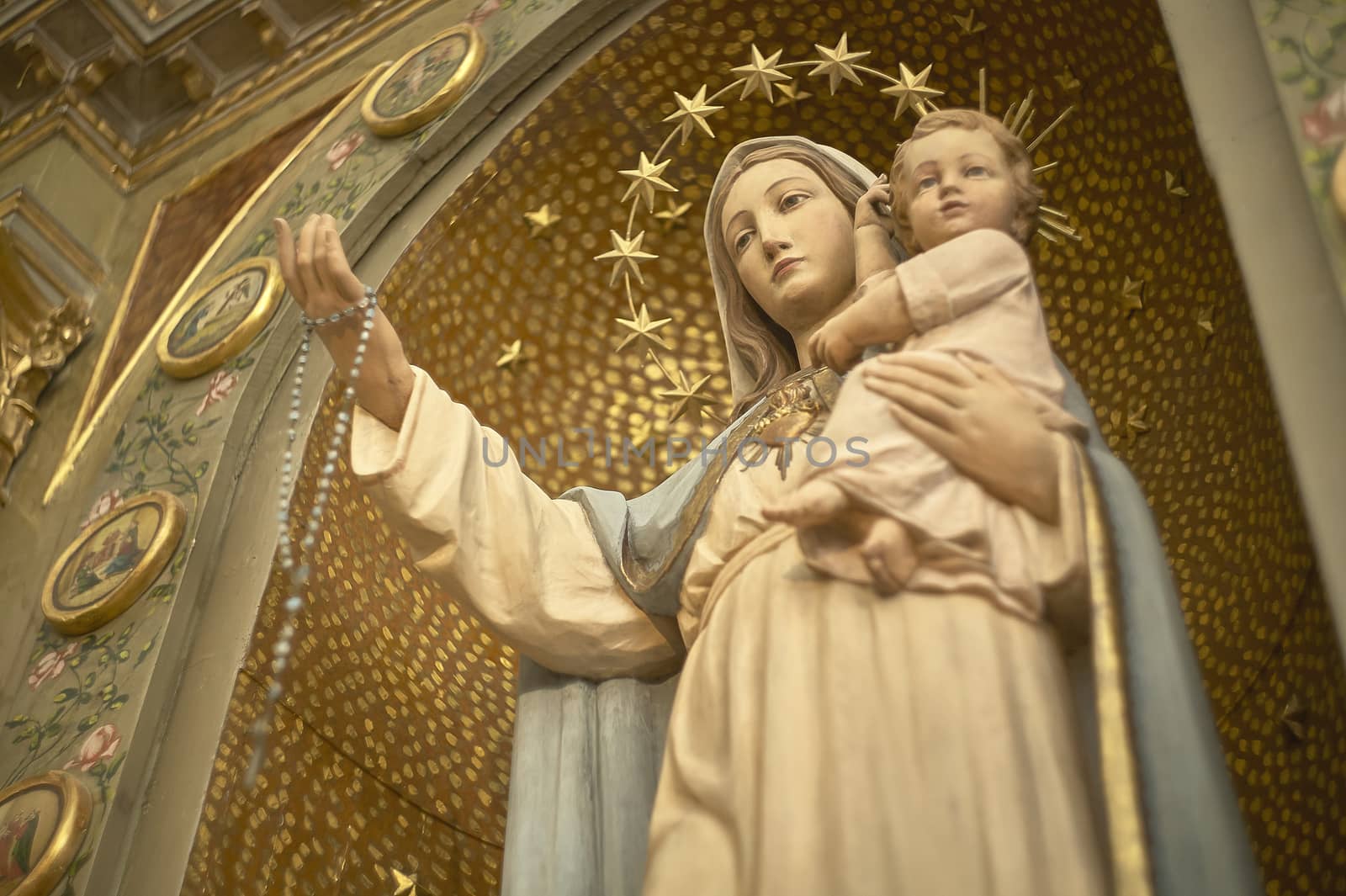 Religious Big Madonna Statue inside an Italian Church