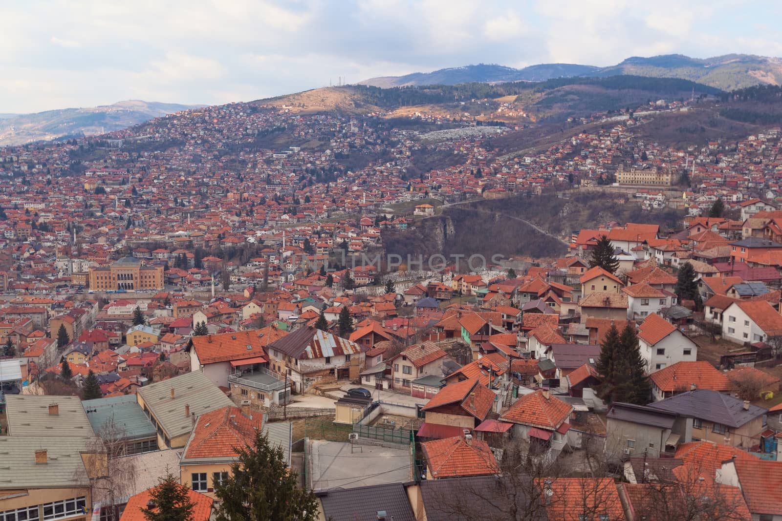 Aerial view of Sarajevo, Bosnia and Herzegovina