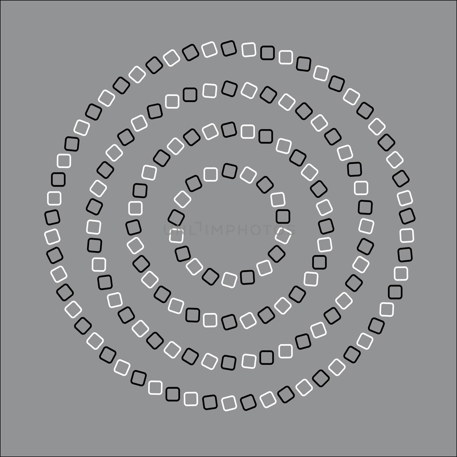 n optical illusion. Circles that appear to be spiraling.