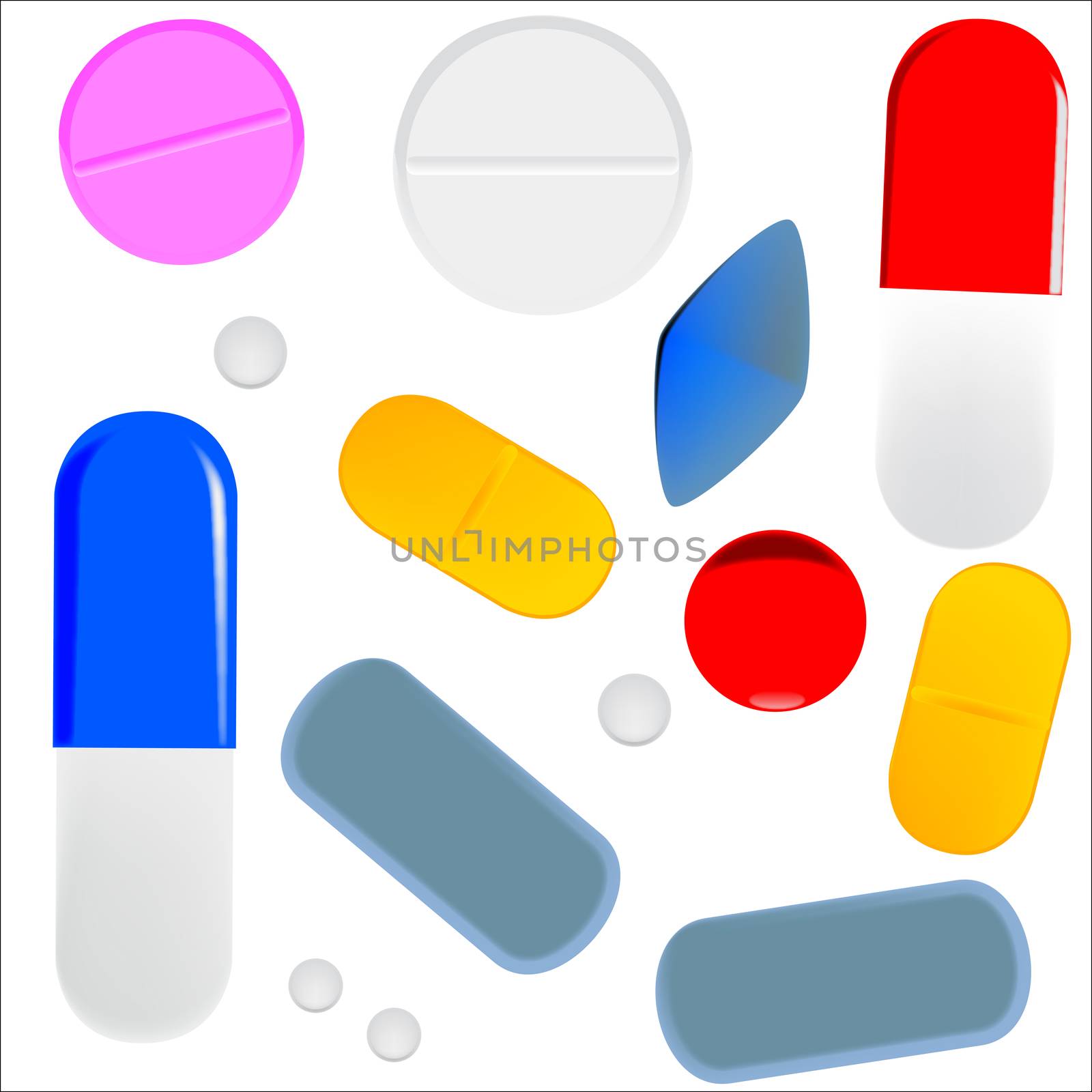 Pills Isolated On White by Bigalbaloo