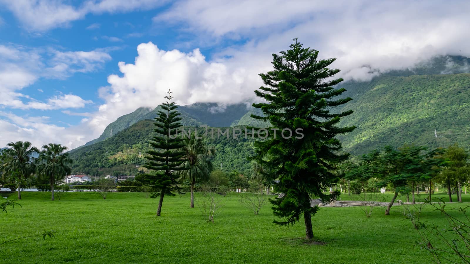 The landscape of mountain background around Liyu lake scenic area in Hualien, Taiwan.