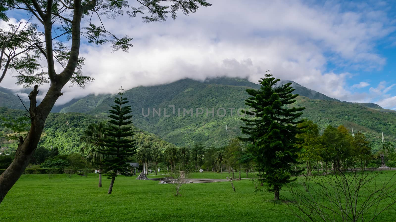 The landscape of mountain background around Liyu lake scenic area in Hualien, Taiwan.