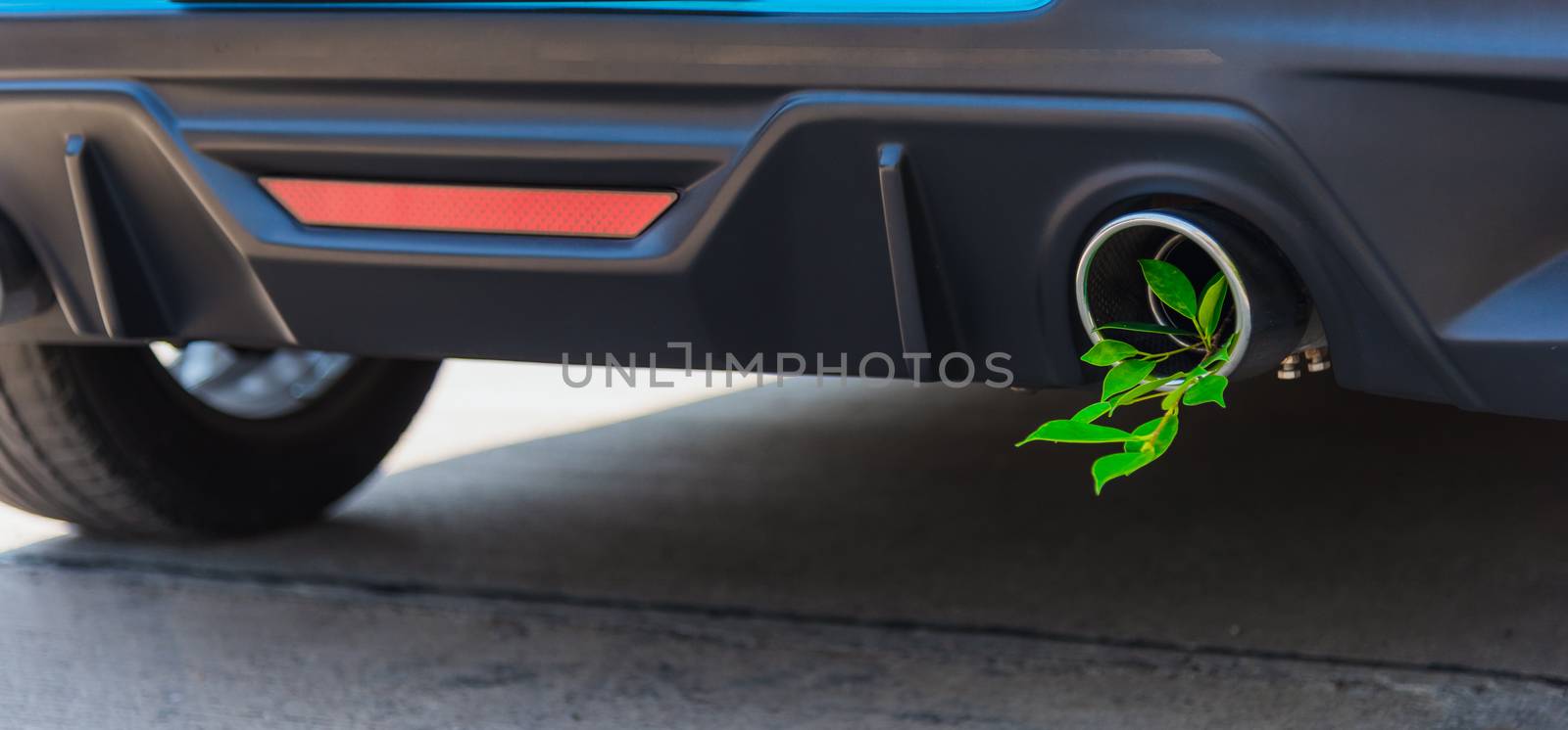 Eco electric hybrid car Environmental concept of the green leaf  by Sorapop
