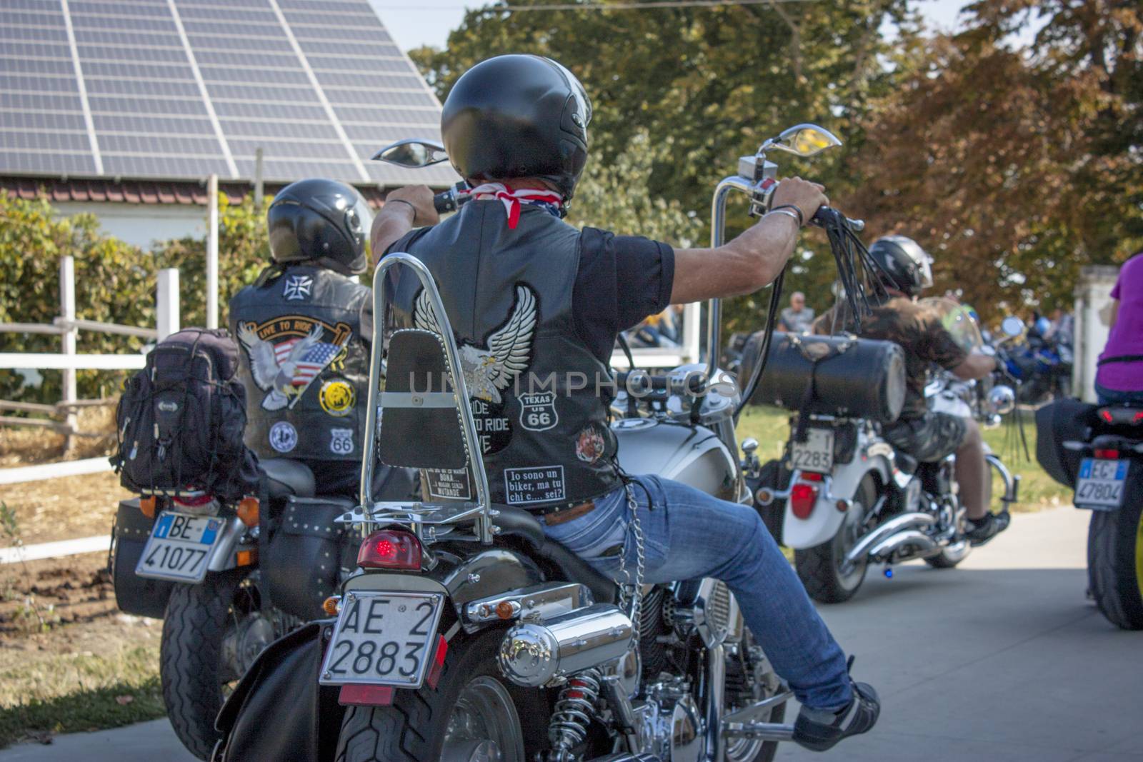 GAVELLO, ITALY 24 MARCH 2020: Bikers gathering in Spring in countryside