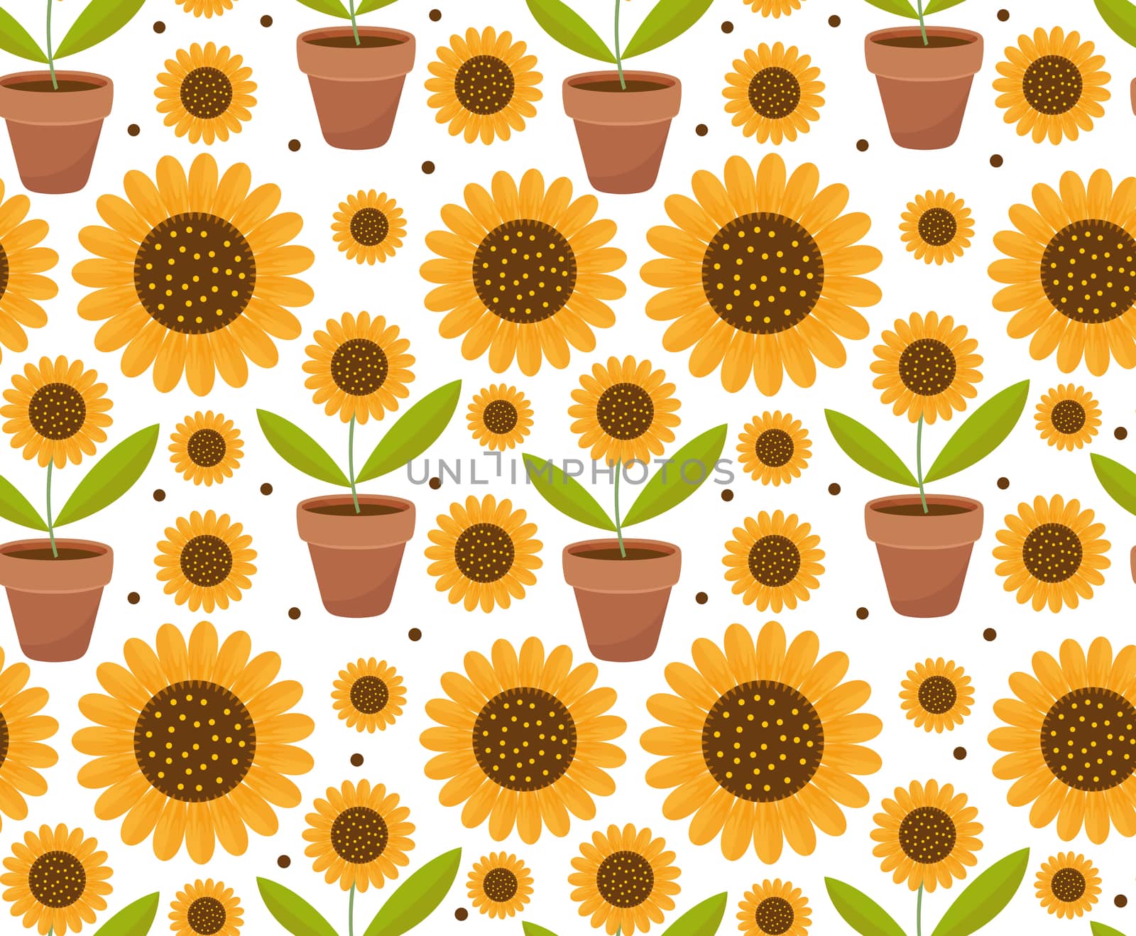 Summer seamless pattern with yellow sunflower flowers. Village endless background, repeating texture. illustration. by lucia_fox