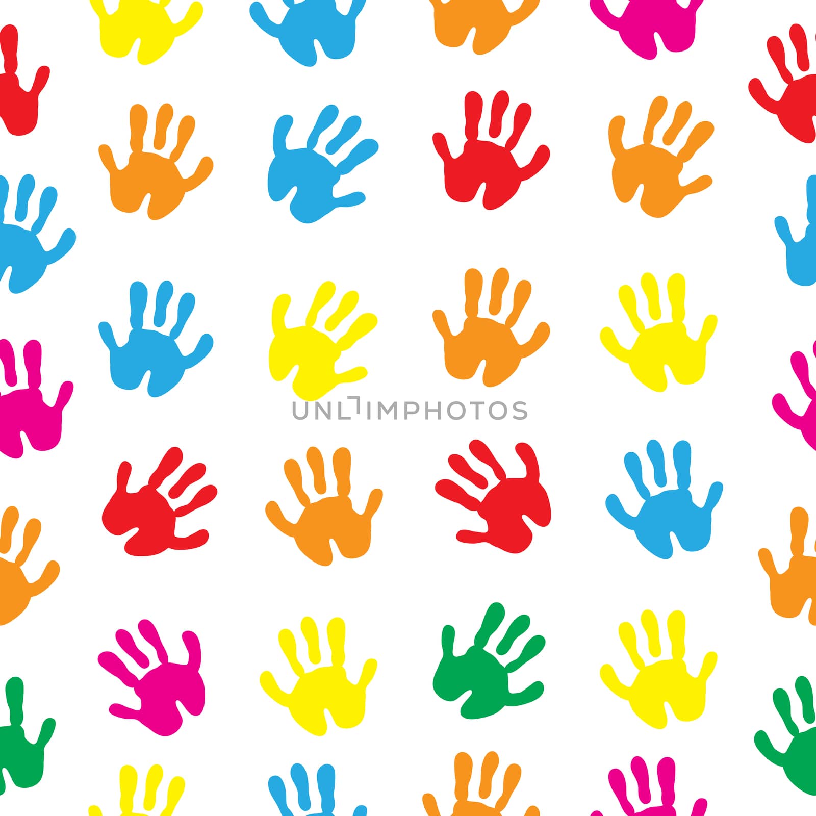 Children s hands, hand prints seamless texture. Children s palms background wallpaper. illustration